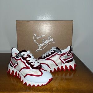 Christian Louboutin Red and White Sneakers 36